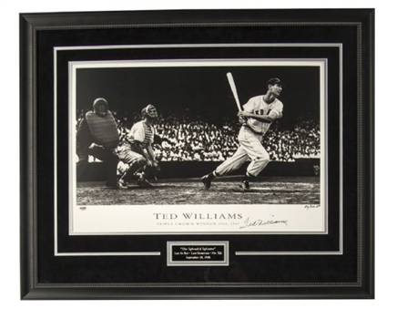 Ted Williams Large Autographed Framed Limited Edition Print